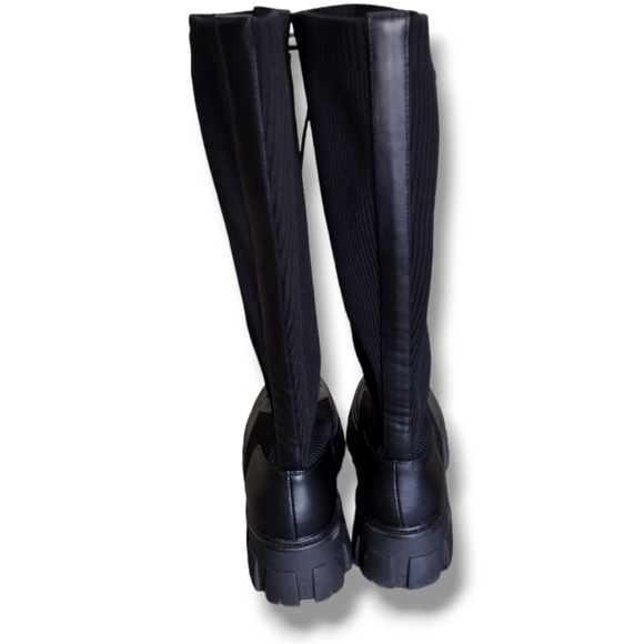 CALL IT SPRING Leahh Black Moto Knee High Boots Size 7 1/2 CHUNKY HEEL - Picture 6 of 9